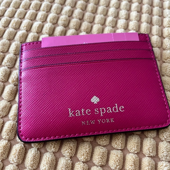 Kate Spade Brynn Saffiano pink ruby card holder NWT - Picture 2 of 4